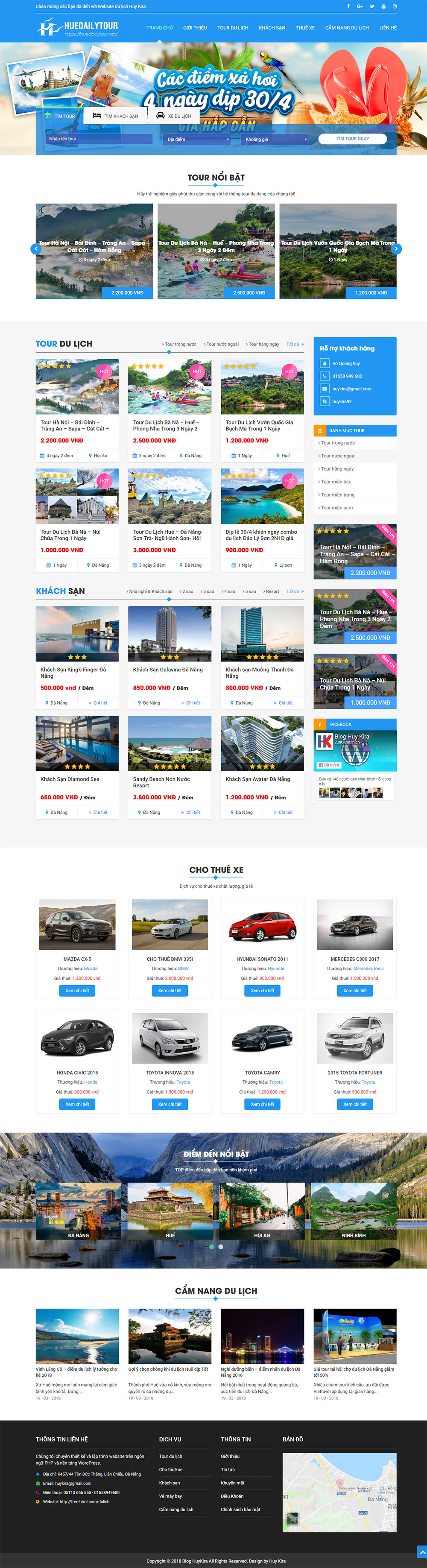 Mẫu website du lịch đầy đủ chức năng cực đẹp